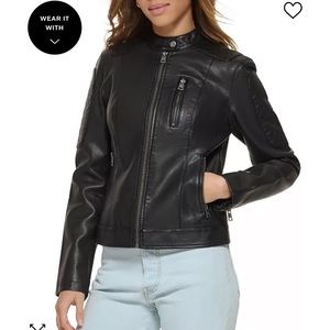 Black leather jacket.